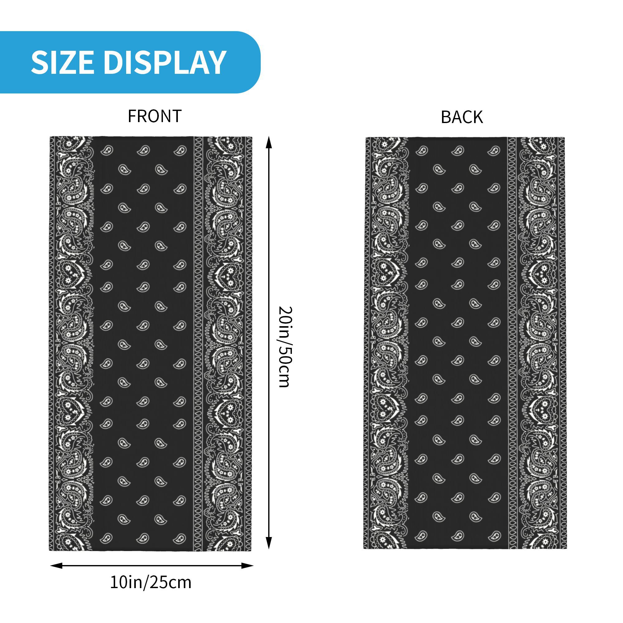 Custom Black And White Paisley - Bandana Blank White avaliação e preço