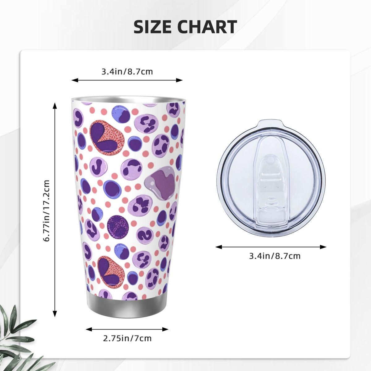 Large White Blood Cell Pattern - Tumbler 20Oz White avaliação e preço