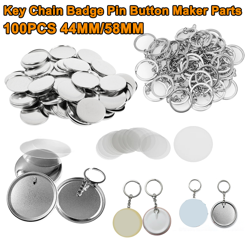 100PCS 44MM 58MM Plastic Metal - Button Badge Blank avaliação e preço