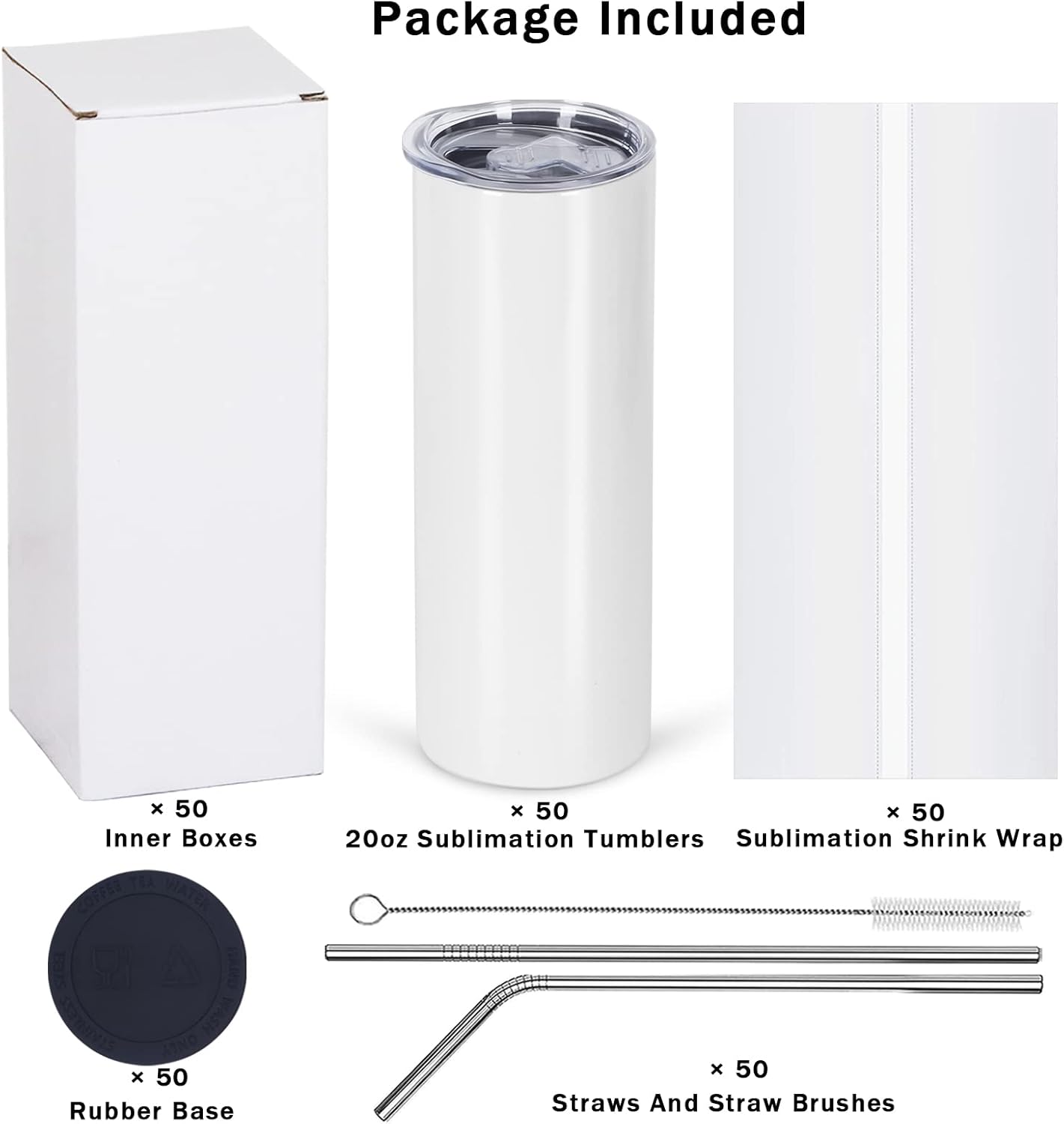 50 Pack Sublimation Tumblers B - Tumbler 20Oz White avaliação e preço