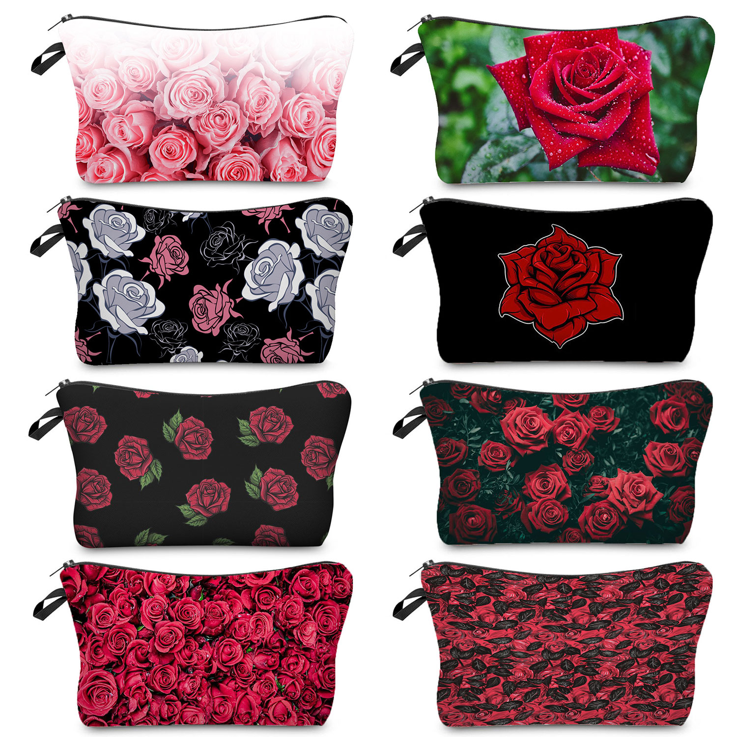 Bright Red Rose Print Cosmetic - Pillow Cover Sublimation avaliação e preço