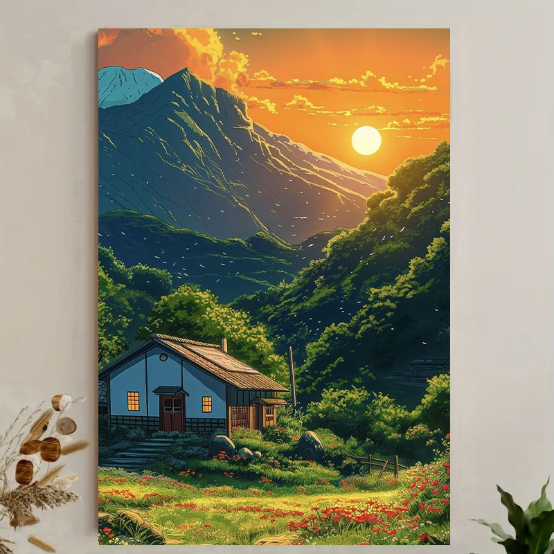 1pc Mountain Cabin Sunset Canv - Canvas Wrap Ready avaliação e preço