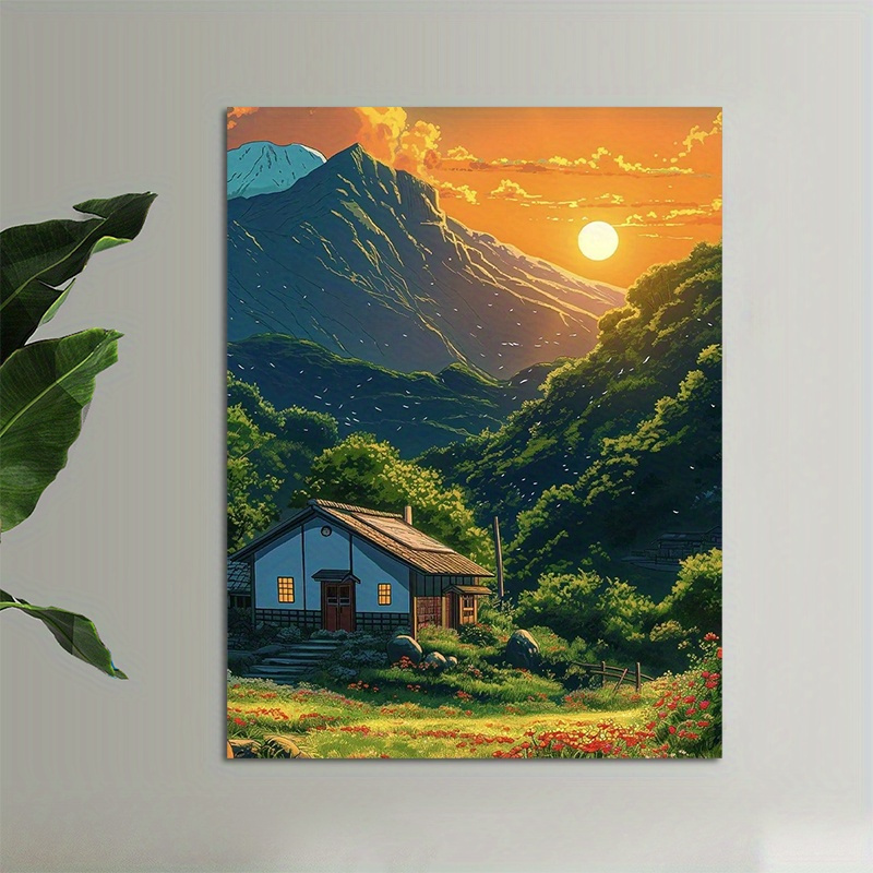 1pc Mountain Cabin Sunset Canv - Canvas Wrap Ready avaliação e preço